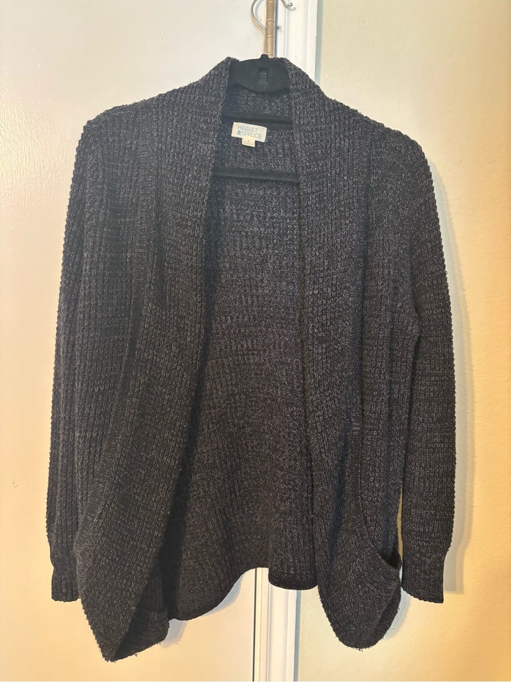 Market & Spruce Open-Front Cozy Cardigan Sweater - Black